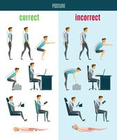 Correct And Incorrect Posture Flat Icons vector