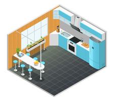 Kitchen Interior Isometric Illustration vector