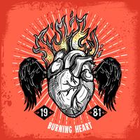 Burning Heart Tattoo Poster vector