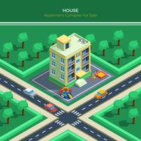 Isometric City Landscape With Apartment House vector