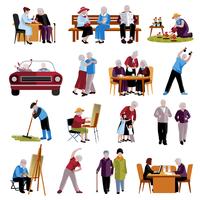 Elderly People Icons Set  vector