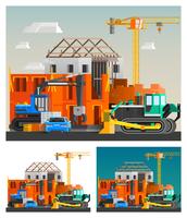 Construction And Machines Compositions Set  vector