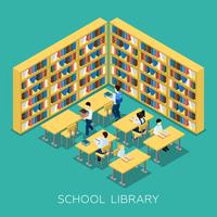 Education Middle School Library Isometric Banner vector