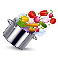 Fresh Vegetable In Metal Pan  vector