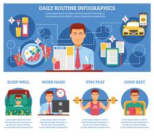 Infografía de rutina diaria del hombre vector