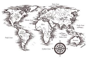 Sketch World Map Template vector