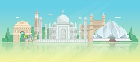  India Architectural Skyline Poster vector