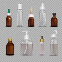 Realistic Bottles On Transparent Background vector