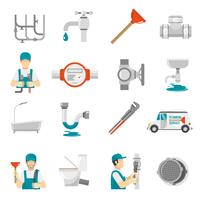 Plumbing Icons Set vector