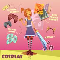 Ilustración de personaje de cosplay vector