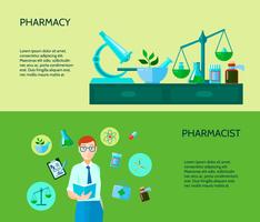 Conjunto de banners de dos farmacéuticos vector