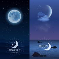 Conjunto vertical de banners de luz de luna vector