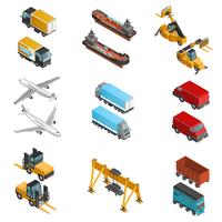 Cargo Transport Isometric Icons Set vector