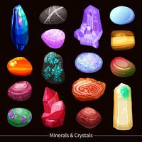 Crystals Stones And Rocks Set Background vector