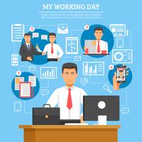 Man Daily Routine Poster vector