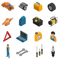 Car Service Isometric Isolated Icon Set vector