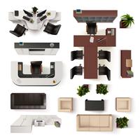 Office Interior Elements Top View Set vector