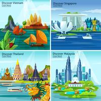 Asian Travel 2x2 Design Concept vector