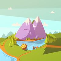 Hiking At A Lake Background  vector