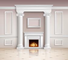 Classic Interior With Fireplace Design  vector