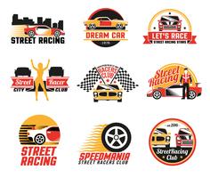 Street Racing Logo emblemas Icons Set vector