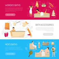 Baño Sauna Spa Banners horizontales Set vector