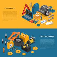 Car Service Tools Isometric Banner Set vector