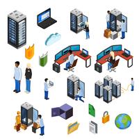 Datacenter Isometric Isolated Icons Set  vector