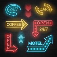 Motel And Bar Neon Arrows Set  vector