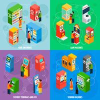  Vending Games Machines Isometric Icons Square  vector