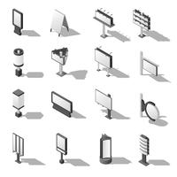  Street Advertising Isometric Icons Set  vector