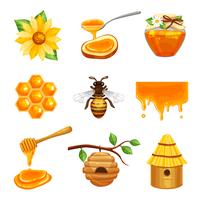 Conjunto de iconos aislados de miel vector