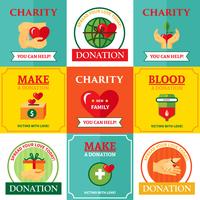 Charity Emblems Design Flat Icons Composition  vector