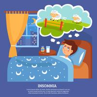 Insomnia People Problems Flat Poster vector