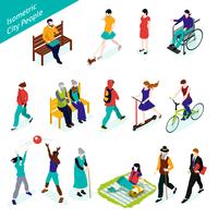 City People Isometric Set  vector