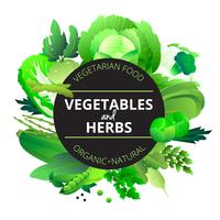 Vegetables Herbs Round Green Frame  vector