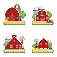 Iconos planos aislados de granja vector