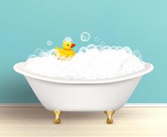 Bathtub With Foam Poster vector