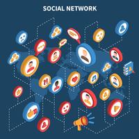 Social Network Isometric Set vector