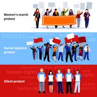 Demonstration Protest People Banners vector