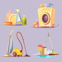 Cleaning Service 4 Cartoon Ions Set vector