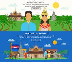 Cambodian Culture 2 Horizontal Banners Set  vector