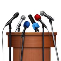 Microphones And Tribune For Conference Set vector