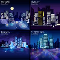 City Nightscape Icon Set vector