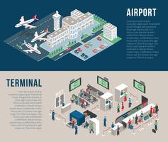 Airport Isometric Horizontal Banners vector