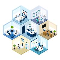 Office Hexagonal Tessellated Pattern Isometric Composition  vector
