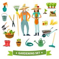 Gardening Cartoon Set vector