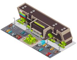 Shopping Center Mall Complex Isometric Composition vector