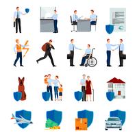Services Of Insurance Company Icons Set vector