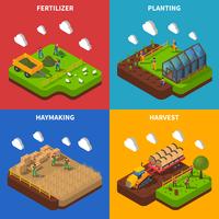 Farmer Isometric Concept Icons Set vector